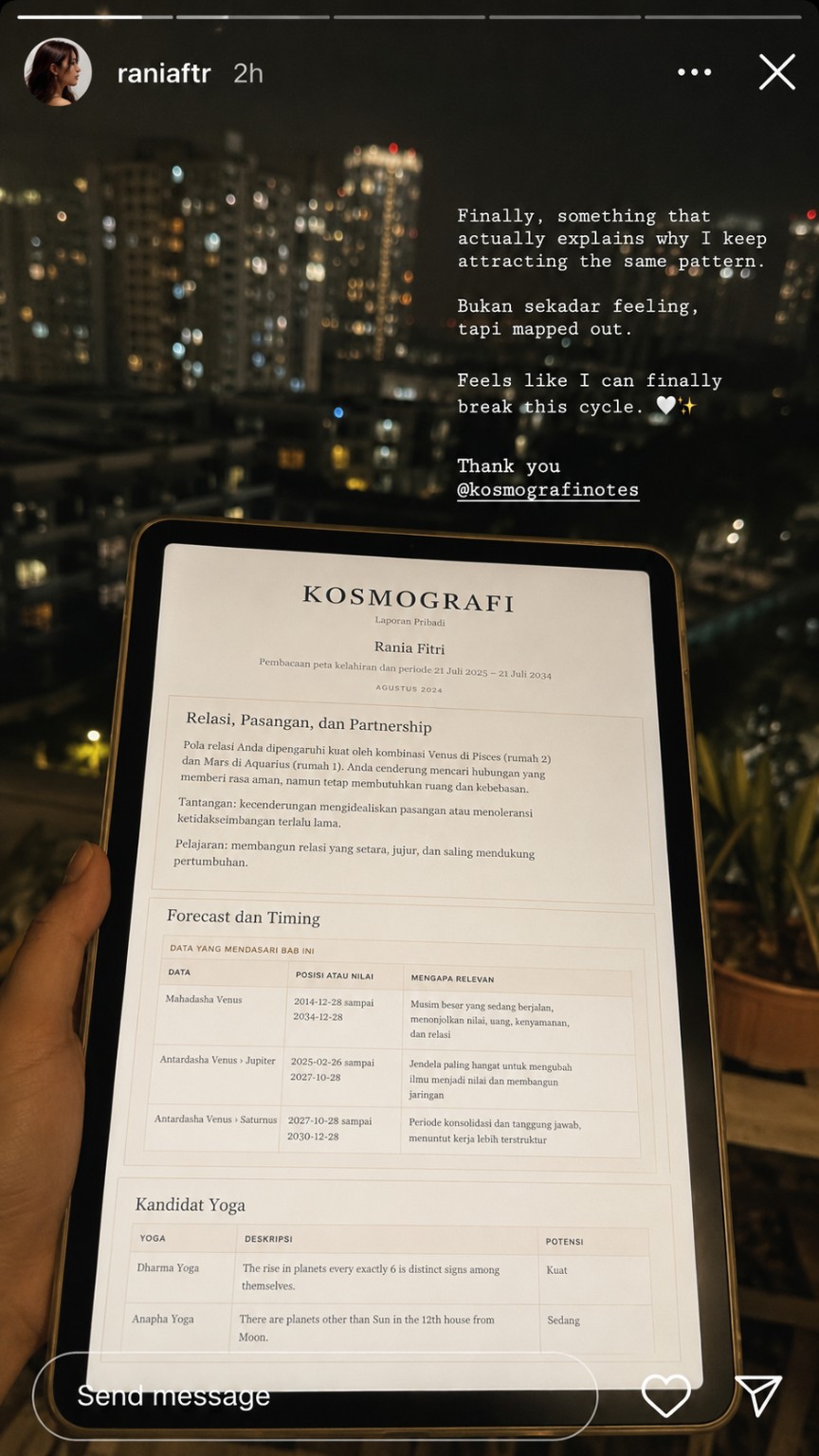 Screenshot social proof Kosmografi 1
