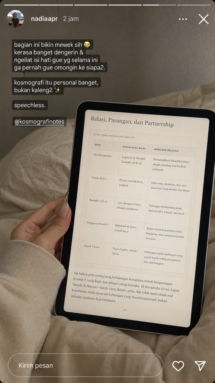 Screenshot social proof Kosmografi 10
